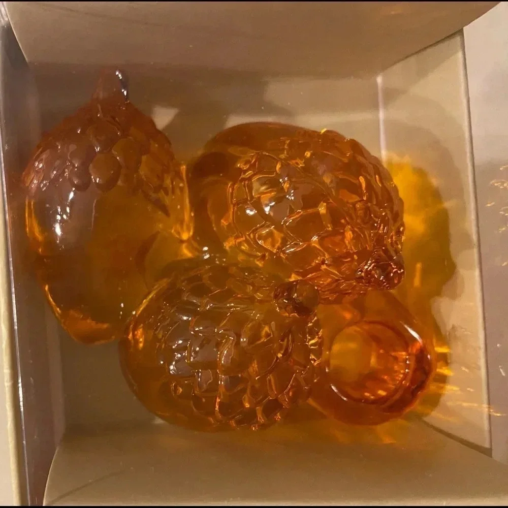 Williams Sonoma Acorn Taper Holder Amber